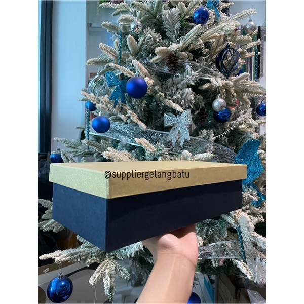 HARDBOX KOSONG edisi NATAL Blue Gold Christmas 30 x 15 x 7 cm kado natal