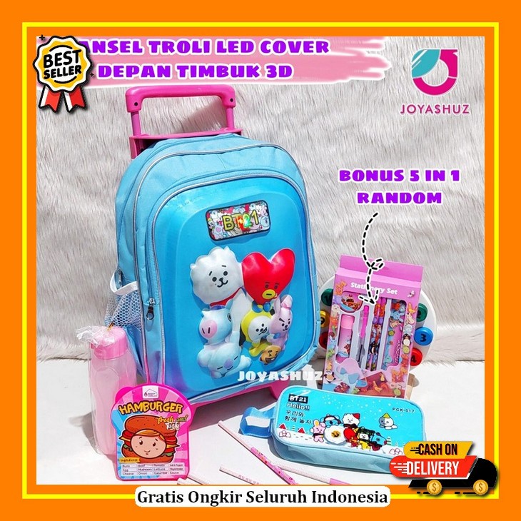 (Bagshop) Tas Anak Trolly 1966 Tas Sekolah Cowok Dan Perempuan (Spider Tas Troli Bt 3D Led Anak Sd B