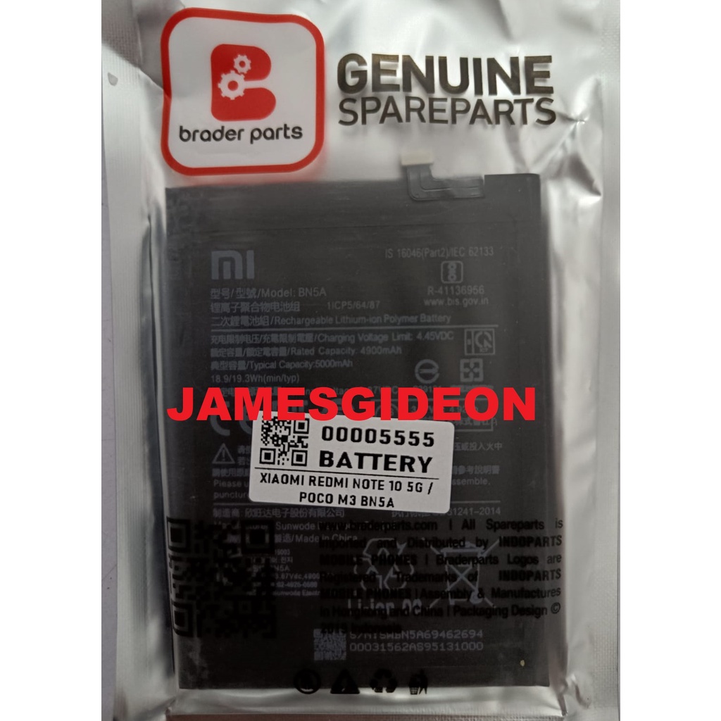 Jual Battery Baterai Xiaomi Redmi Note 10 5g Poco M3 Bn5a Bn 5a Braderparts Original Brader 9664