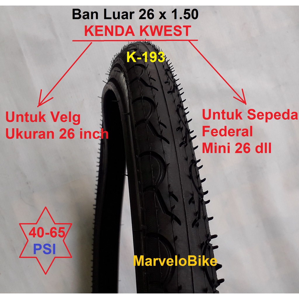 Ban Luar Sepeda 26 x 1.50 Kenda Kwest