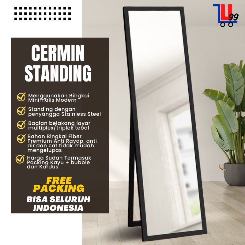 TERMURAH Kaca Cermin Full Body Aesthetic Cermin Model Standing Mirror Minimalis Rias Besar UK.157 x 47,5 cm Terlaris