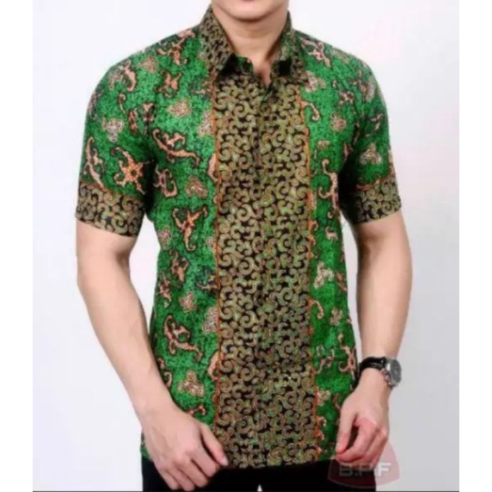 BAJU BATIK PRIA WARNA HIJAU LENGAN PENDEK TERBARU 2022