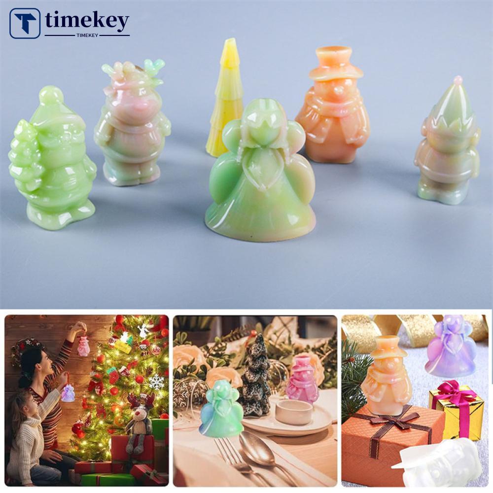 Timekey Cetakan Lilin / Sabun / Cokelat / Mousse Bentuk Boneka Natal Bahan Silikon Untuk Dekorasi Rumah J8P2