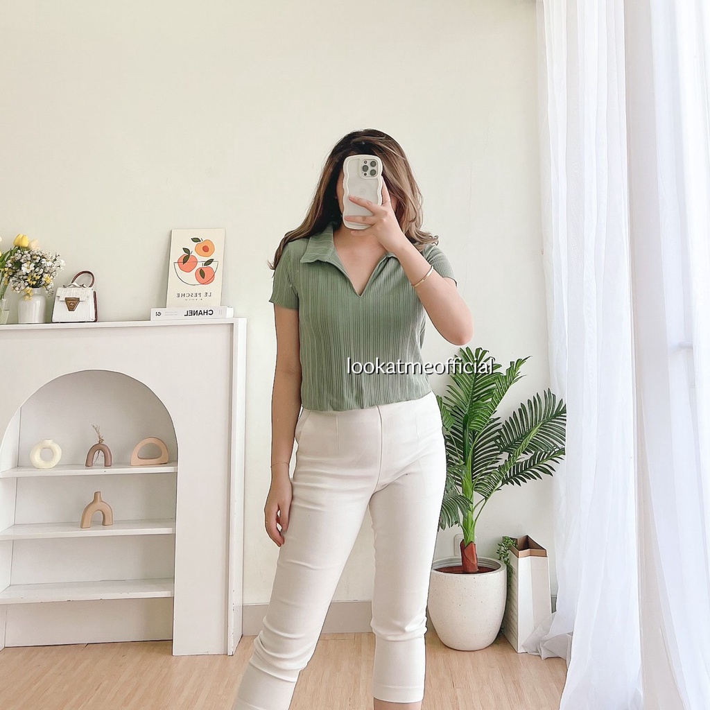 Kyoto Top - Basic Polo Crop Top Bahan Knit Premium 6486