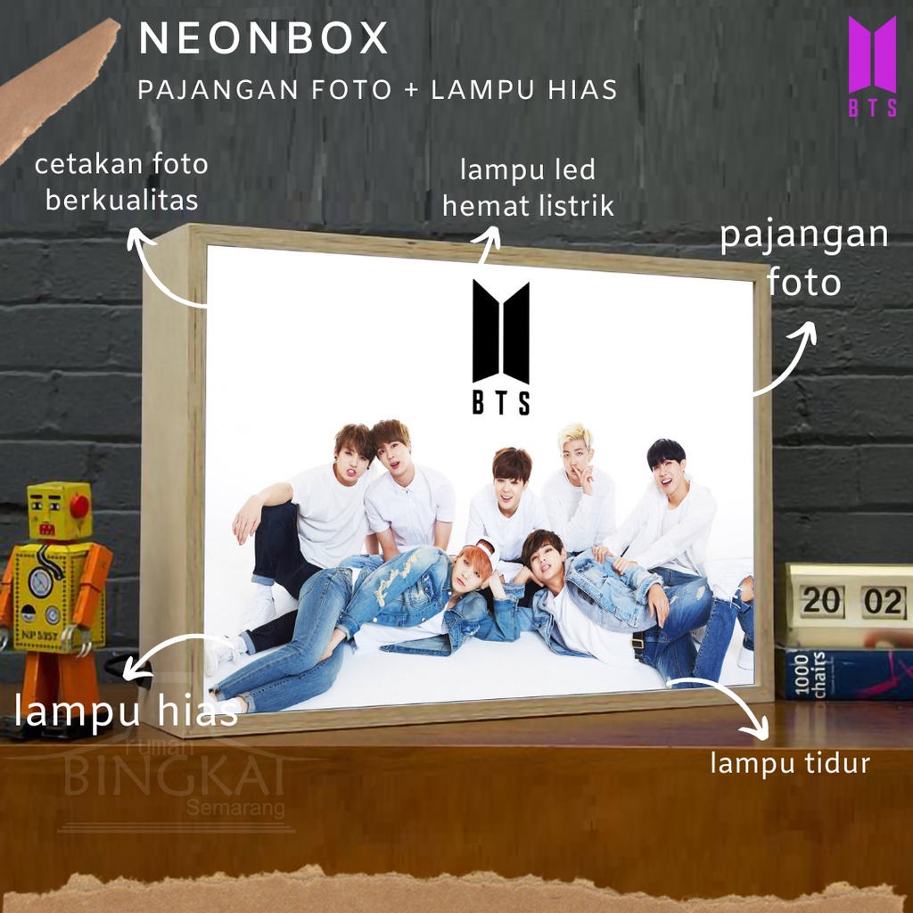 Jual BTS PART 01 Lampu Tidur Hias Neonbox, Hampers Kado Hadiah Souvenir