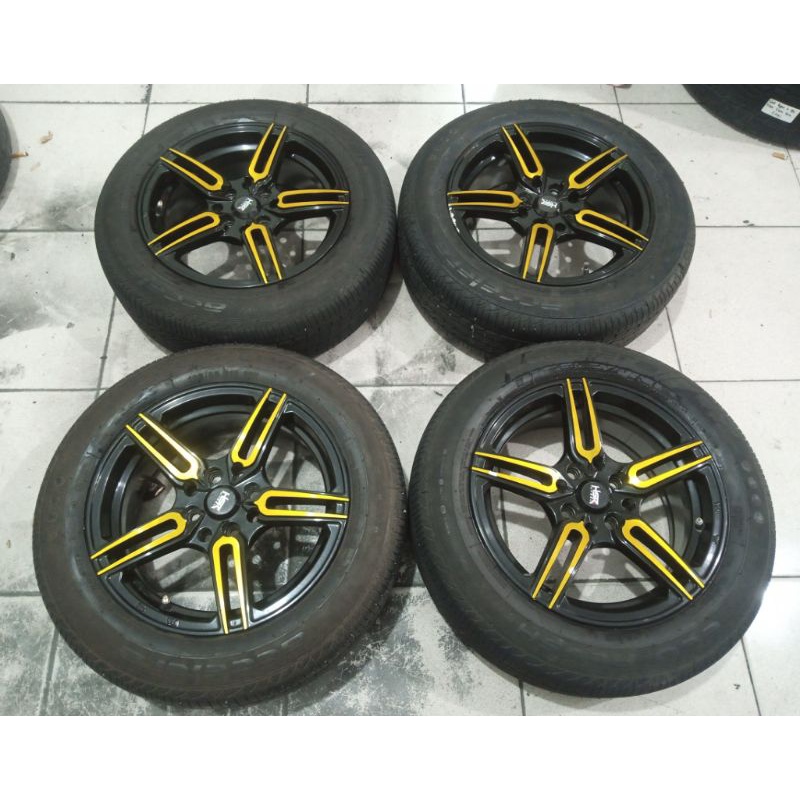 Velg Mobil Bekas Racing SAYOSA HSR R15 Lebar 6,5 Hole 4X100 4X114,3+Ban Accelera 195 60 R15 Untuk Mo