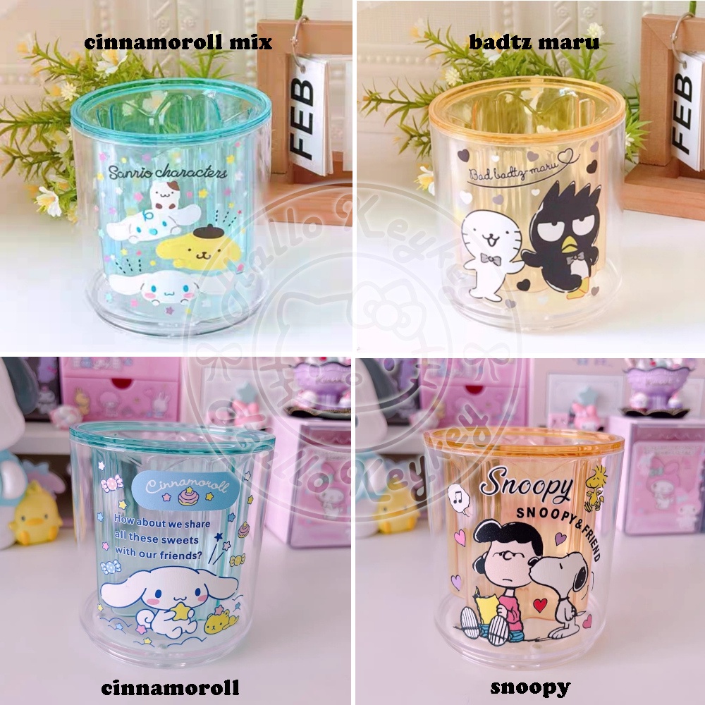 

pen holder tempat alat tulis putar cinnamoroll badtz maru snoopy