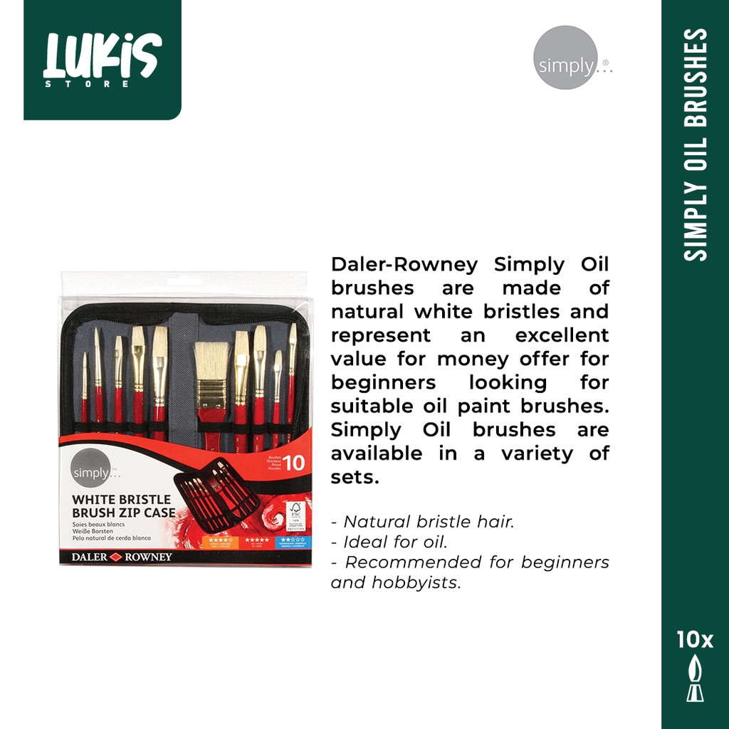 

Kuas Cat Minyak Untuk Pemula SIMPLY Bristle Brush SET Zip Case (10 pcs)