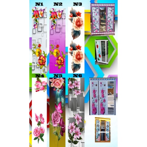 stiker kaca lemari motif bunga02