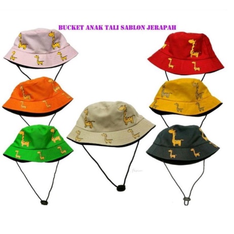 Topi Bucket Anak Jerapah Usia 1 2 Tahun Motif Jerapah Bucket Hat Giraffe Anak Cewek Cowok Keren Topi Anak Bucket Bertali Keren dan Lucu