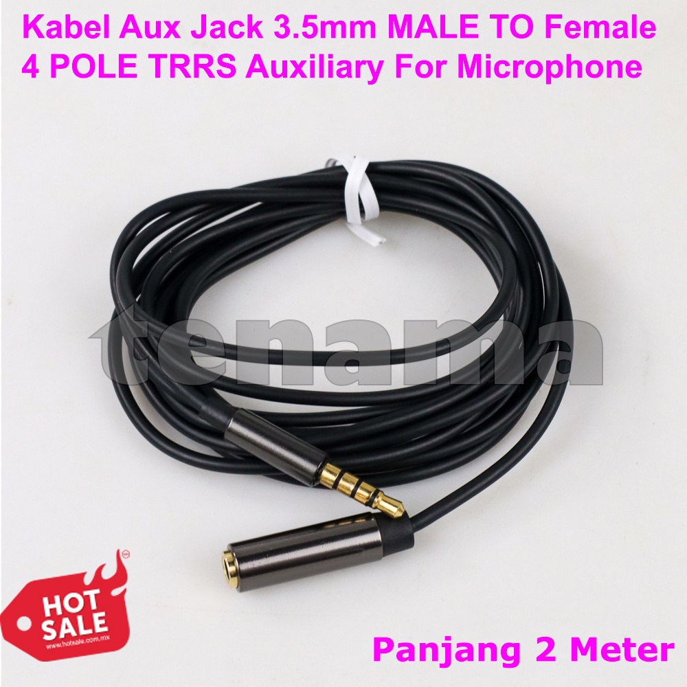 Kabel Aux Jack 3.5mm Male To Female 4 POLE TRRS Auxiliary For Microphone