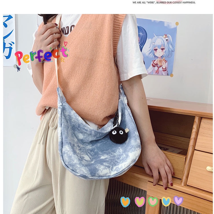 ✕Jepang Harajuku In Kepribadian Tas Tie-Dye Dumpling Tas Tas Bahu Versi Korea dari Liar Sederhana Gadis Mahasiswa Messenger Tas