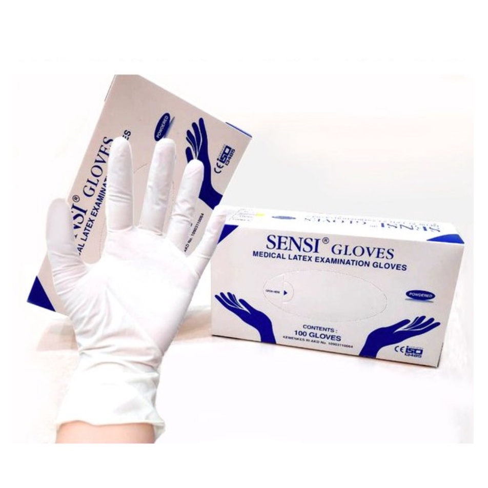 SENSI LATEX GLOVES SARUNG TANGAN MEDIS 1 PICS DENTAL / OPERASI / KESEHATAN / KLINIK (ECER)