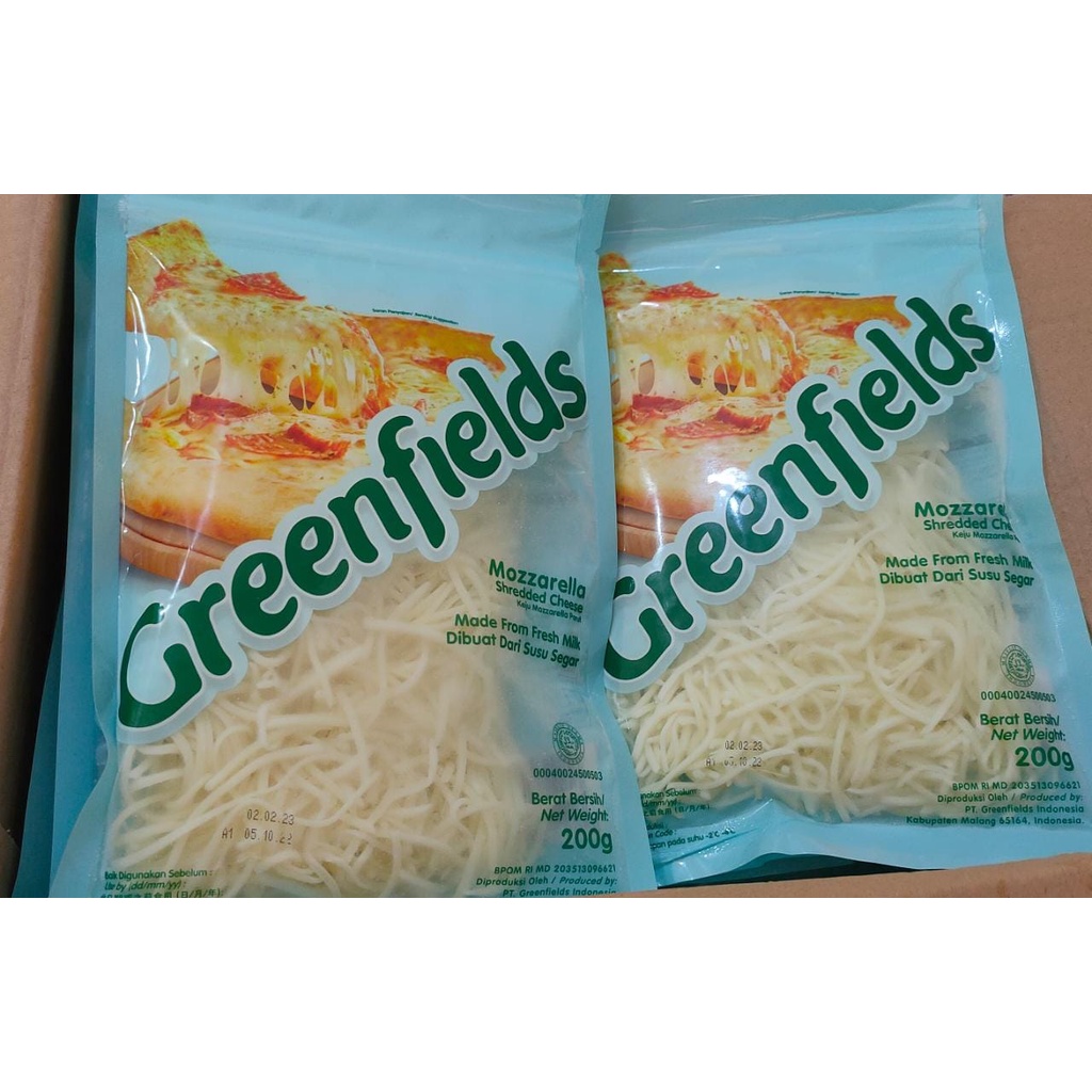 

Greenfields Keju Mozarella Cheese Shredded / Block 200 Gram