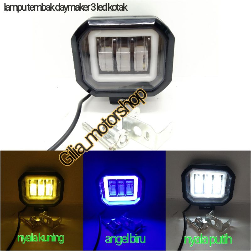 Lampu LED tembak eye 3 LED 4D Daymaker lampu utama kuning dan putih 30 watt Universal