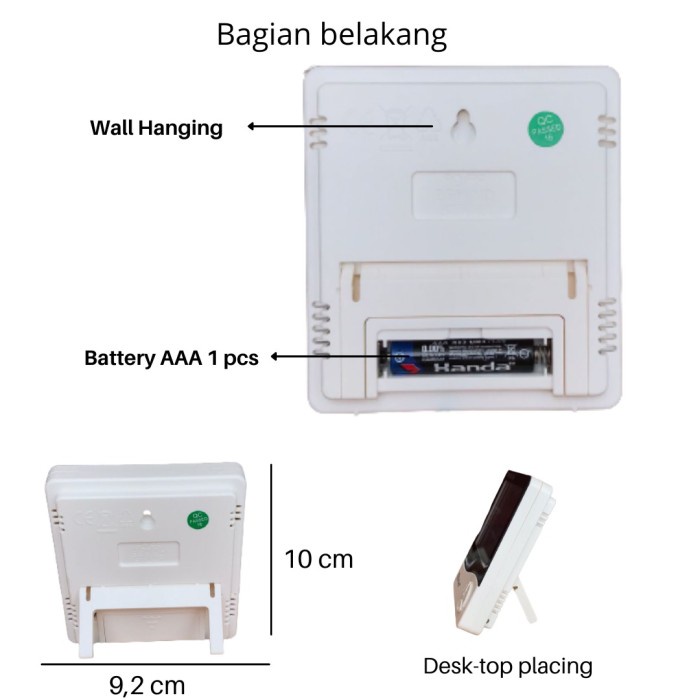 HTC-1 Termometer Higrometer Ruangan Digital Humidity Dr Gray Jam - Thermometer Higrometer digital room temperature HTC 1