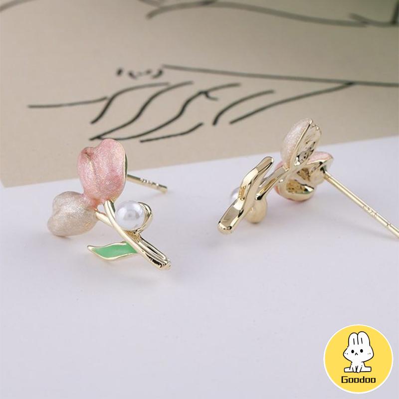 Anting S925 Silver Plated Soft Tulip Earrings Female Earrings Asesori -Doo