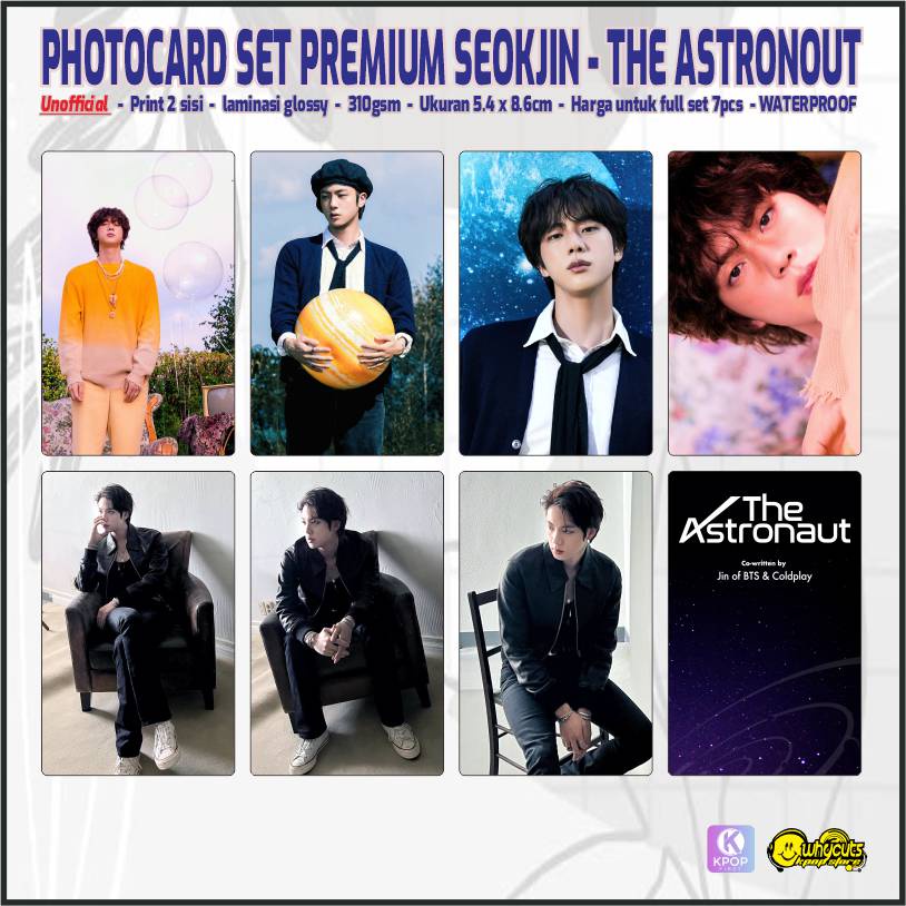 Photocard Set Premium Seokjin The Astronout / print 2 sisi laminasi glossy / anti air / isi 7 pcs