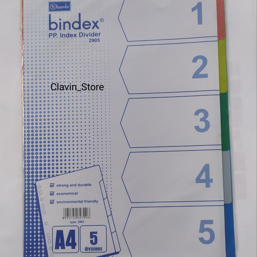 Divider Bindex 2905 A4 (5 warna)