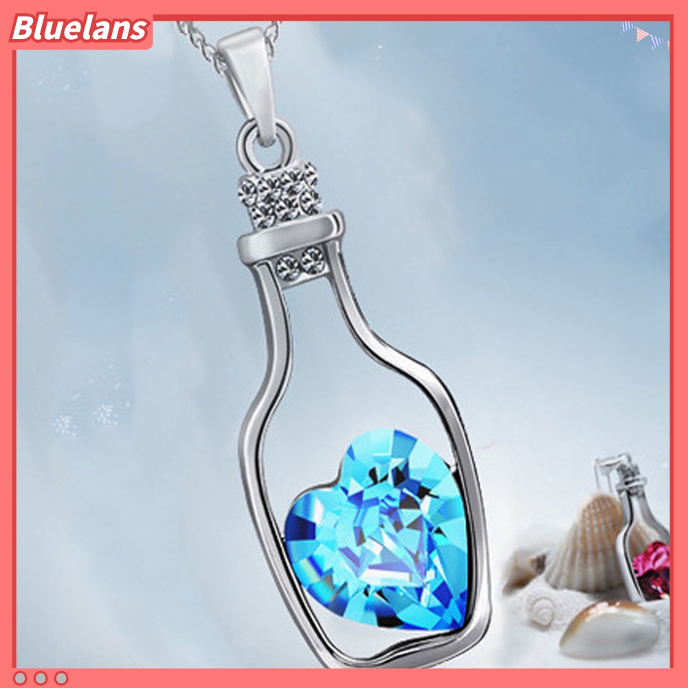 Bluelans Women Fashion Drift Bottle Pendant Heart Rhinestone Inlaid Necklace Jewelry Gift