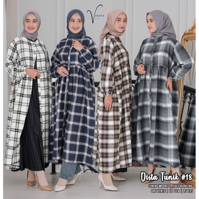 Vente Daily Terbaru Dista Tunik Flanel Import Busui Friendly Motif Kotak Kotak Original