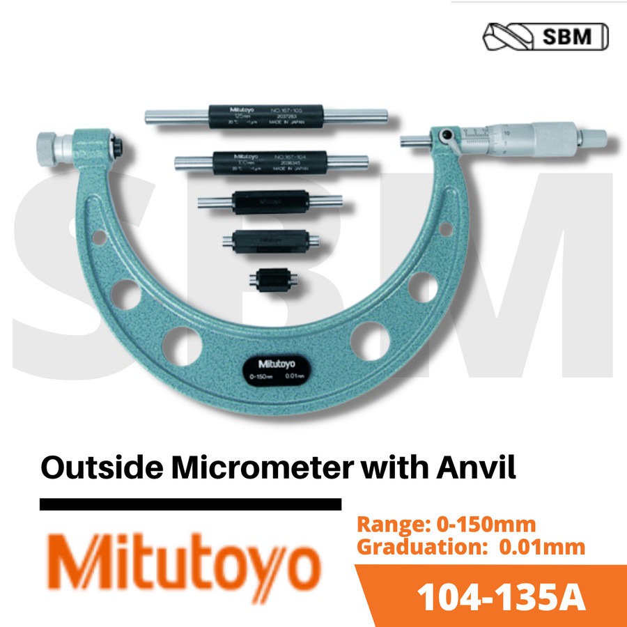 

MITUTOYO 104-135A OUTSIDE MICROMETER 0-150 / 0.01 MM