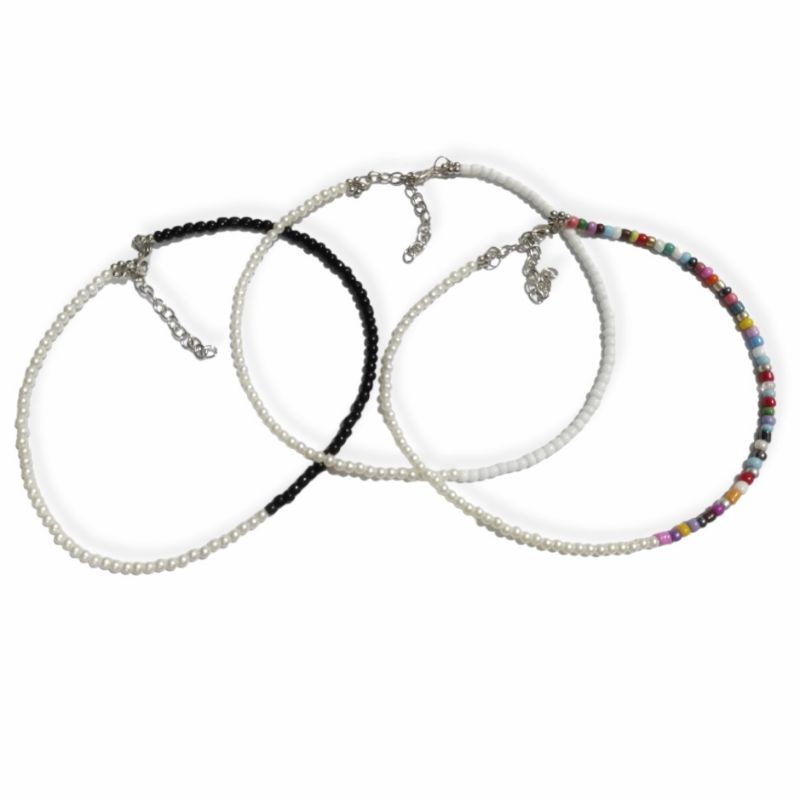Ghea Asymetric Pearl Beaded Choker Necklace Kalung Beads Mutiara Asimetri
