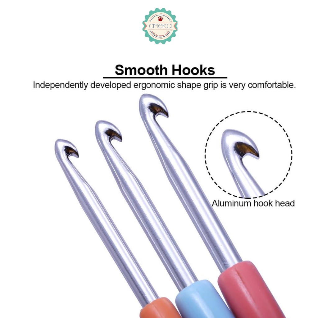 AnekaBenang - Hakpen Gagang Flat / Crochet Hook - SET