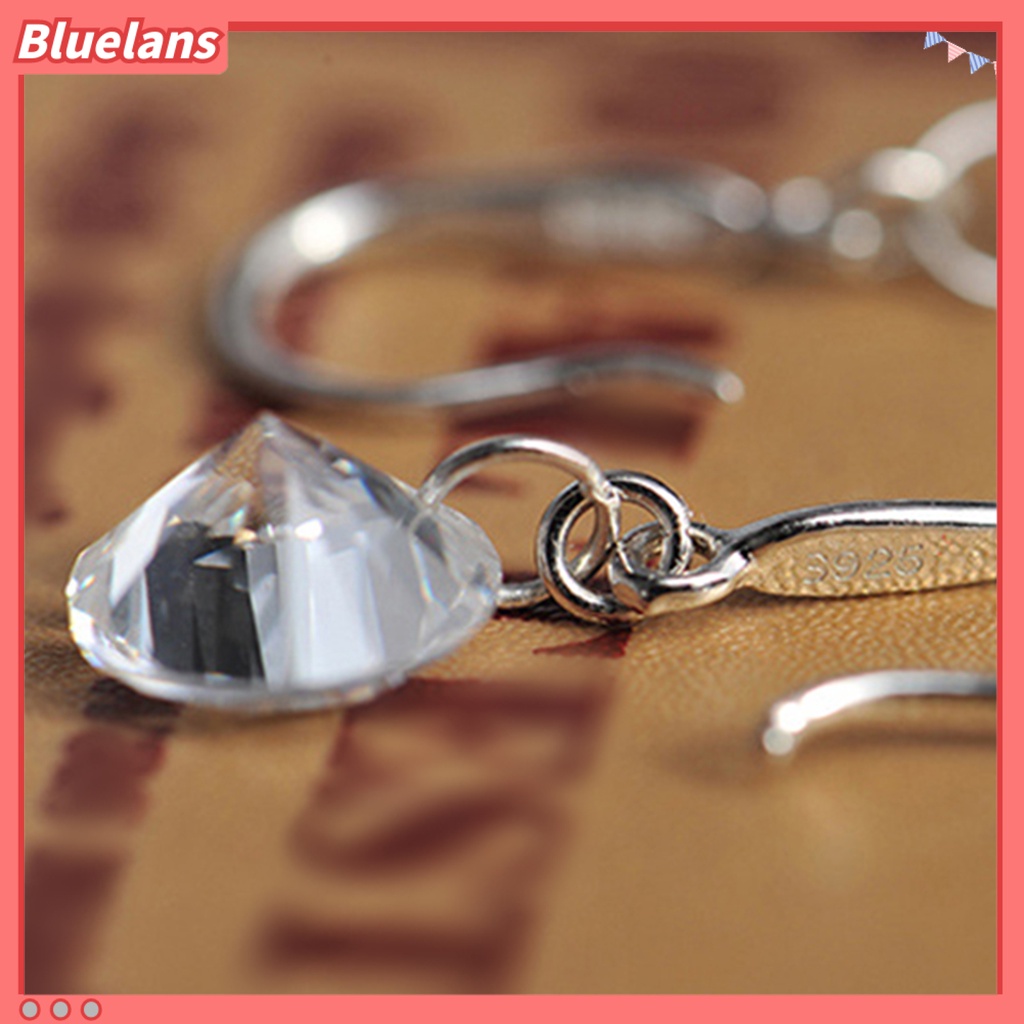 Bluelans 1 Pair Women Fashion Silver Plated Cubic Zirconia Dangle Hook Earrings Party