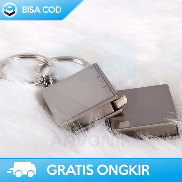 METERAN GULUNG MINI PLUS KEYCHAIN UNIK ANENG  STAINLESS STEEL 0-80CM