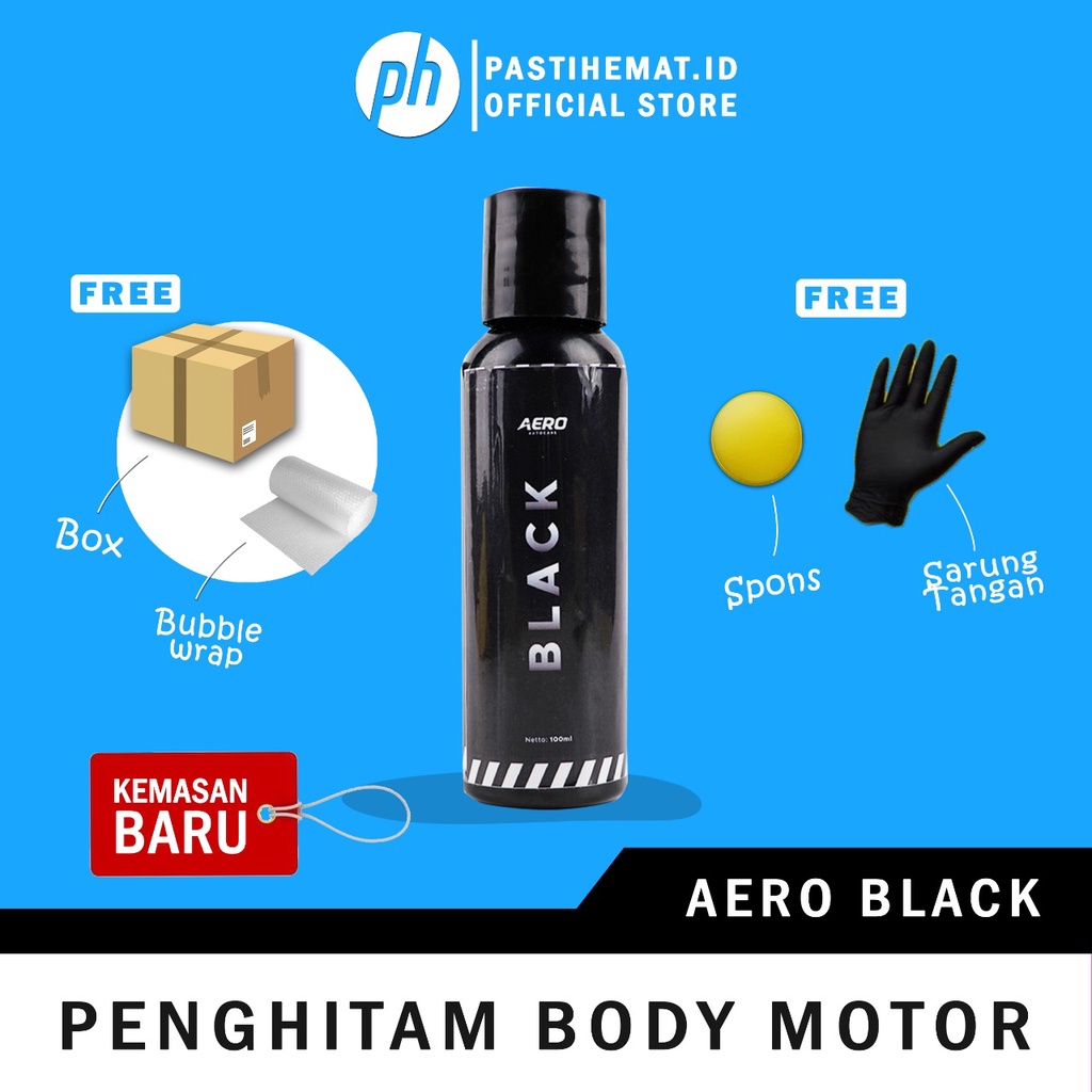 (GRATIS SARUNG TANGAN DAN SPONS) Aero Black penghitam body kendaraan 30 ml