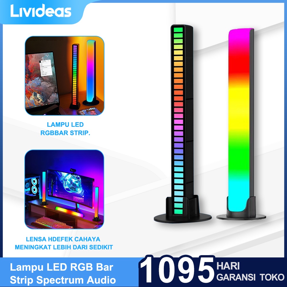 Lampu LED RGB Bar Strip Spectrum Audio Indicator Music Sound Control Lamp Music Atmosphere Light