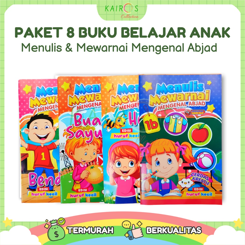 Paket 8 Buku Belajar Anak Menulis &amp; Mewarnai Mengenal Abjad