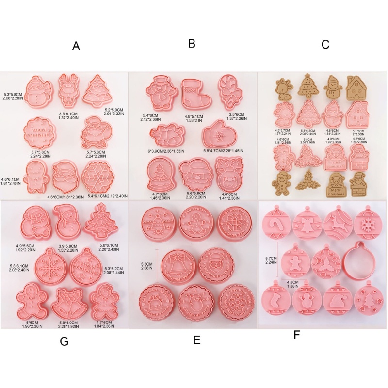 Zzz 8pcs / Set Cetakan Kue / Pastry 3D Motif Kartun Natal Untuk Peralatan Panggang / Dapur Diy