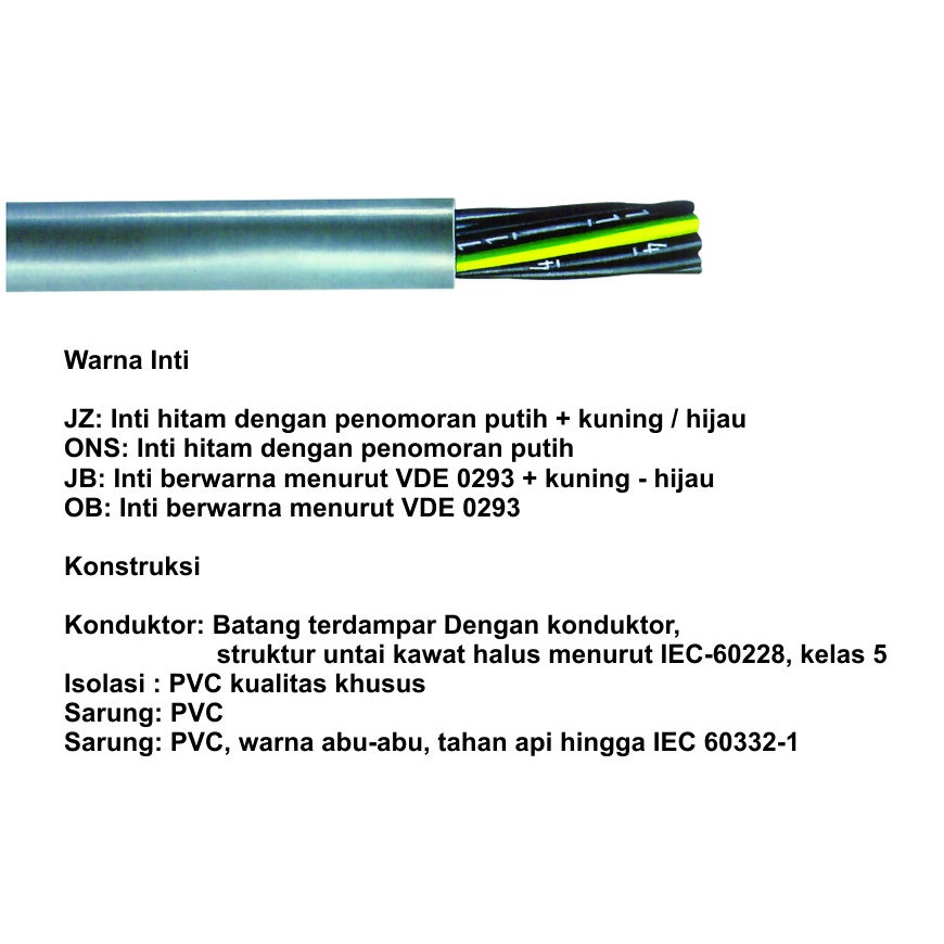 [HAEBOT] Kabel Kontrol YSLY-OZ isi 2 Core 2x0.5 Sqmm Serabut Listrik DC AC CNC Cable Control Tembaga PVC Nema 0.5 mm