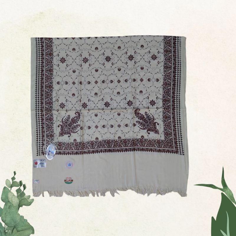 Sorban Kashmiri Print Motif Bordir Cream / Sorban Sablon Cream