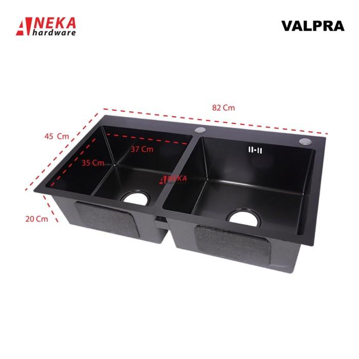 Kitchen Sink VALPRA 8245 Black / Bak Cuci Piring Hitam 2 Lubang