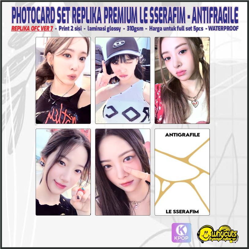 Photocard Set Premium Unofficial Le Sserafim Antifragile Edisi Grup / print 2 sisi full laminasi glossy / anti air