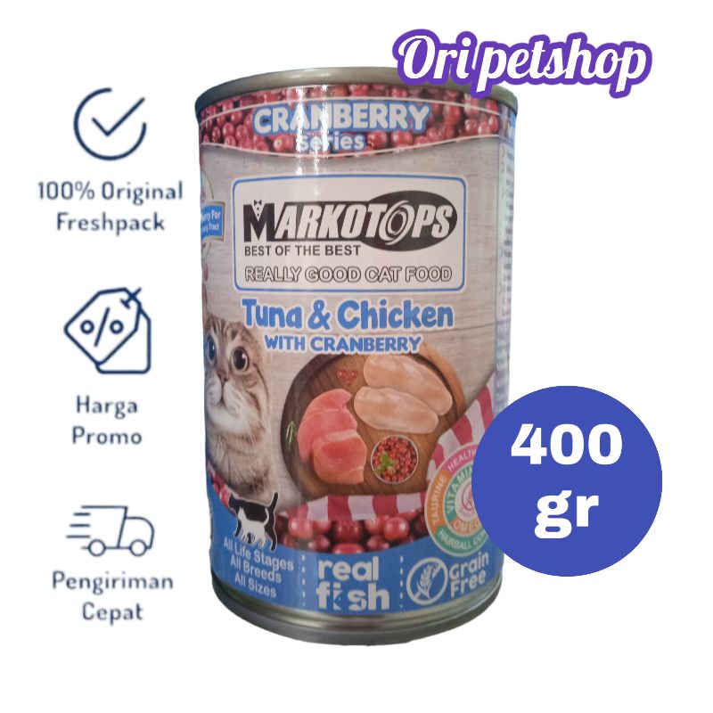 Markotops Kaleng 400gr Wet Cat Food - Tuna Chicken Cranberry