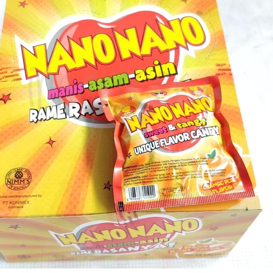 

Stok terbaru NANO NANO PERMEN BOX (KULIT JERUK) 30pak x 12.5gr grosir