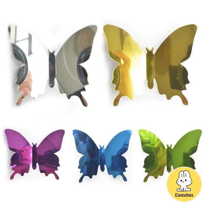 Tiga -Dimensi Pet Mirror 3D Butterfly Wall Sticker Stiker Ruang Tidur Ruang Ruang Ruang Belajar Studi -Doo