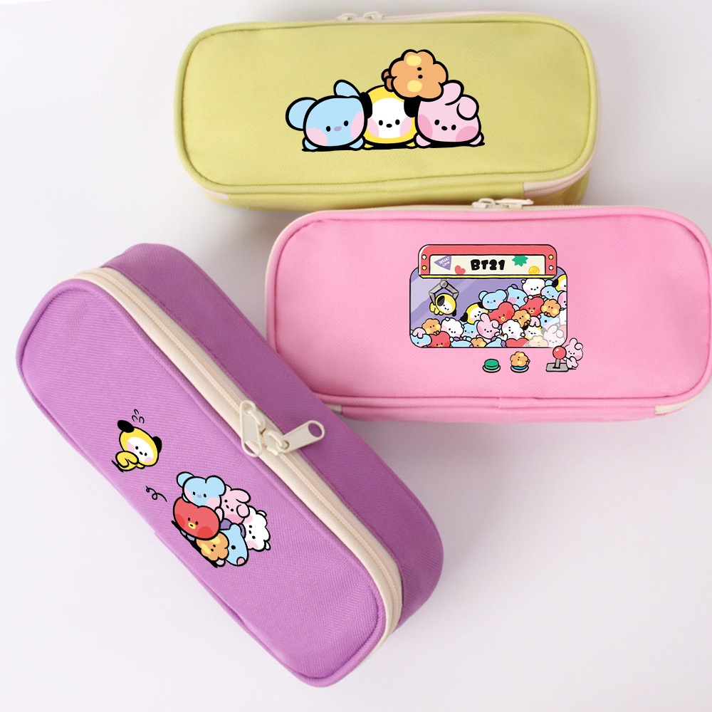 

Kawaii BT21 Pencil Case Minini Pencil Bag Boys Girls Large Capacity Pencil Box Korean School Supplie