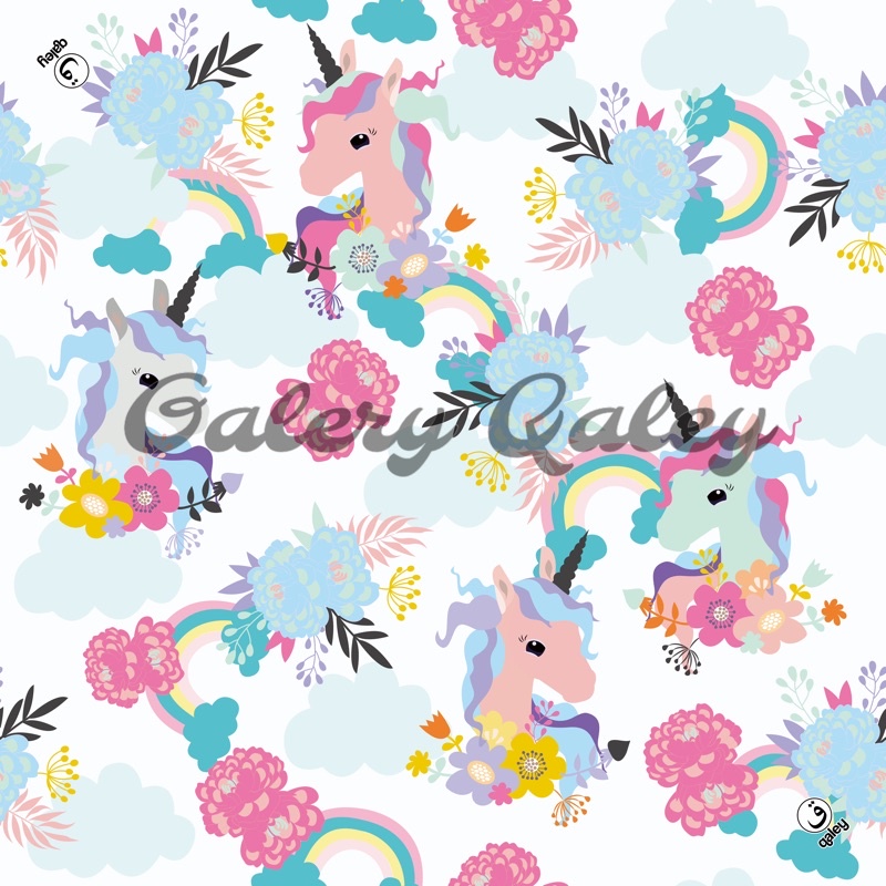 VOAL PRINTING INSTANT ANAK NOTIF UNICORN BUNGA PELANGI / VOAL PRINTING MOTIF ANAK / HIJAB INSTANT ANAK