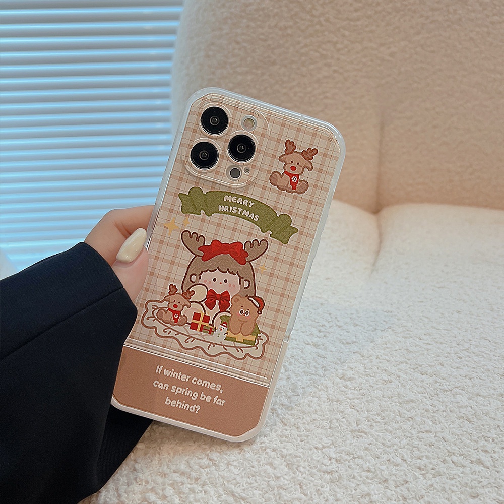 Ins Soft Case Silikon Motif Kartun Tanduk Rusa Untuk Iphone 14 7 8 Se 2020 7 + 8PLUS XS XR 11 12 13 PRO MAX