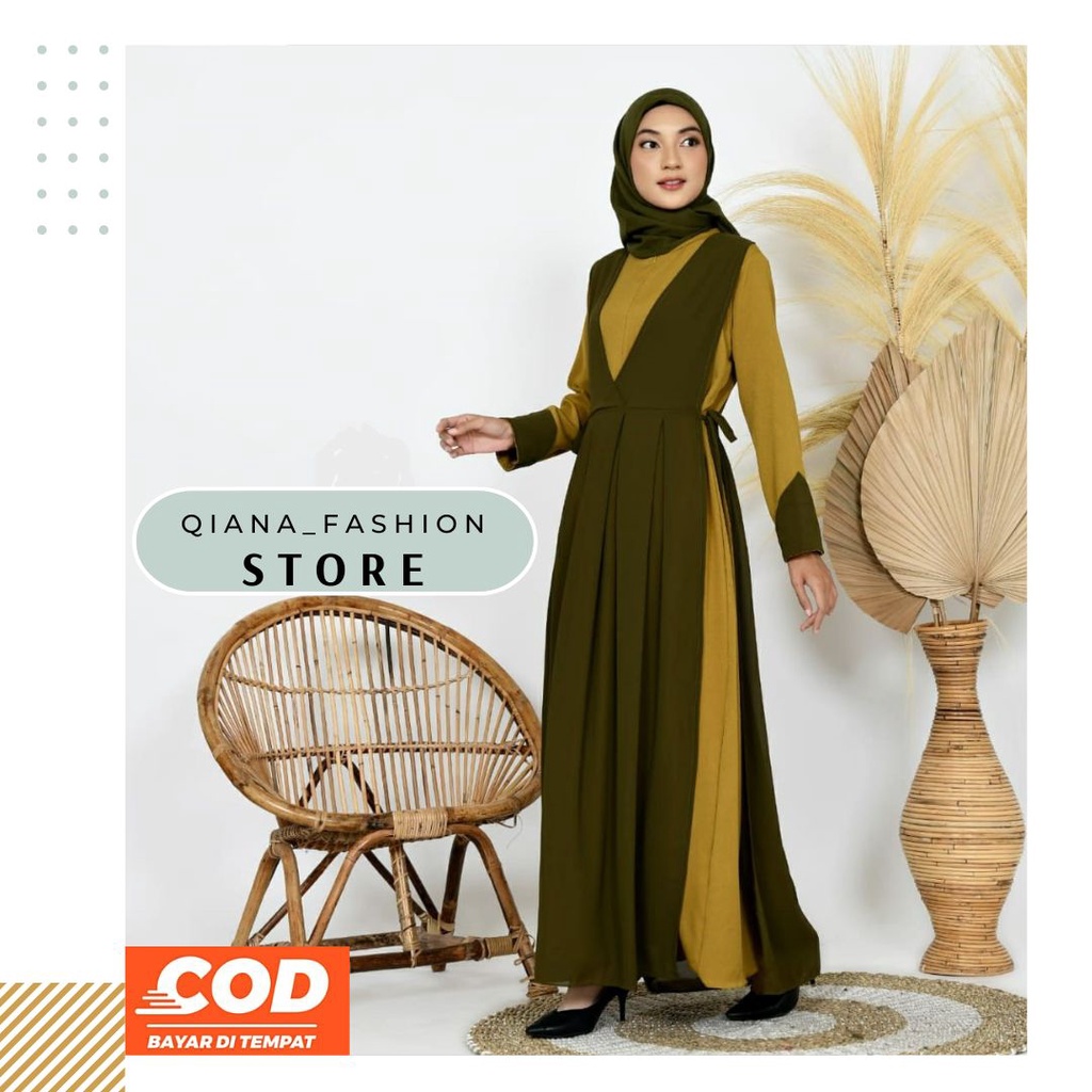 Baju dress dres gamis kanaya fashion pakaian wanita ibu-ibu muslim muslimah remaja syar I kondangan 