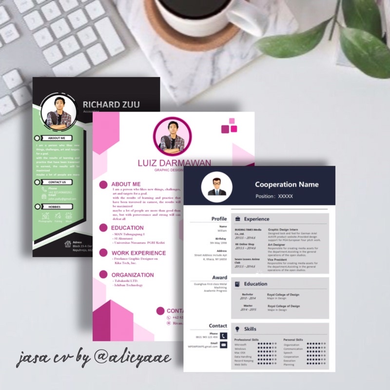 

Jasa pembuatan CV / Curriculum Vitae | Desain CV | Lamaran Kerja - Desain Terpopuler