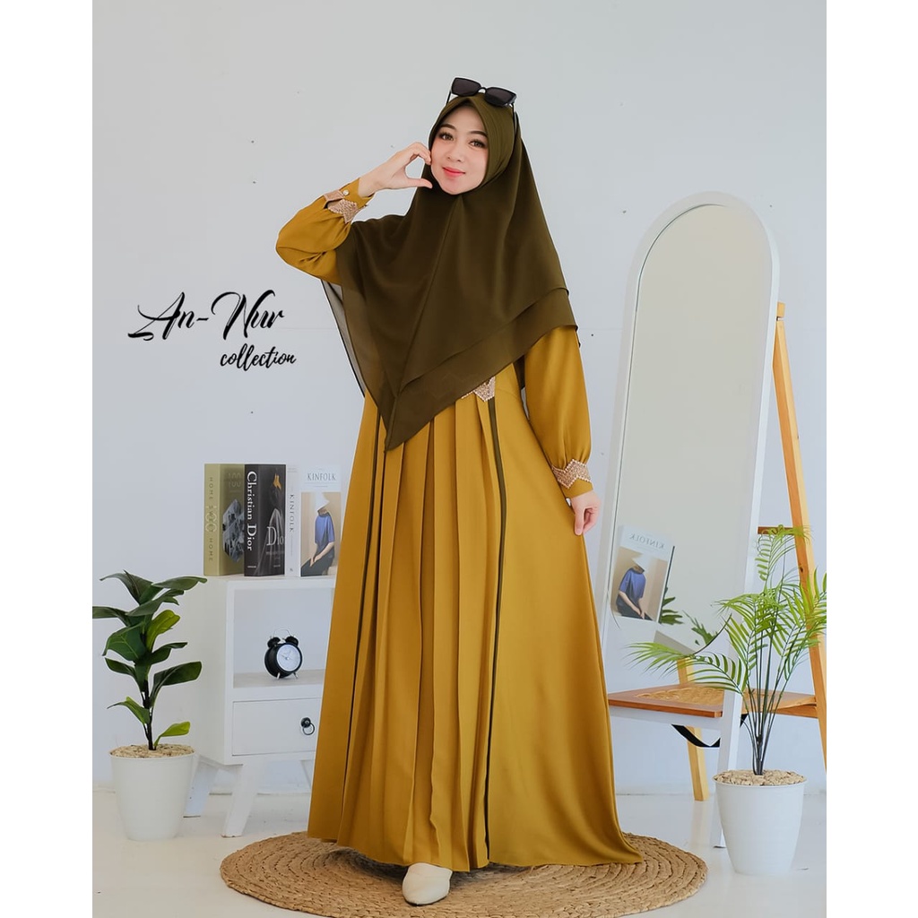 GAMIS SET KHIMAR RANIA ORI ANNUR ITYCREPE MIX CERUTY ALETA RENDA ESTETIK KOREAN OUTHER LOOK BAJU MUSLIM SYARI GAMIS PUTIH MANASIK HAJI UMROH