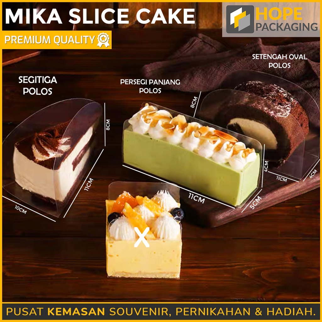 [ isi 10 pcs ] Mika Slice Cake tiramisu / tart Oval / Segitiga / Persegi panjang untuk pinggiran kue / cake
