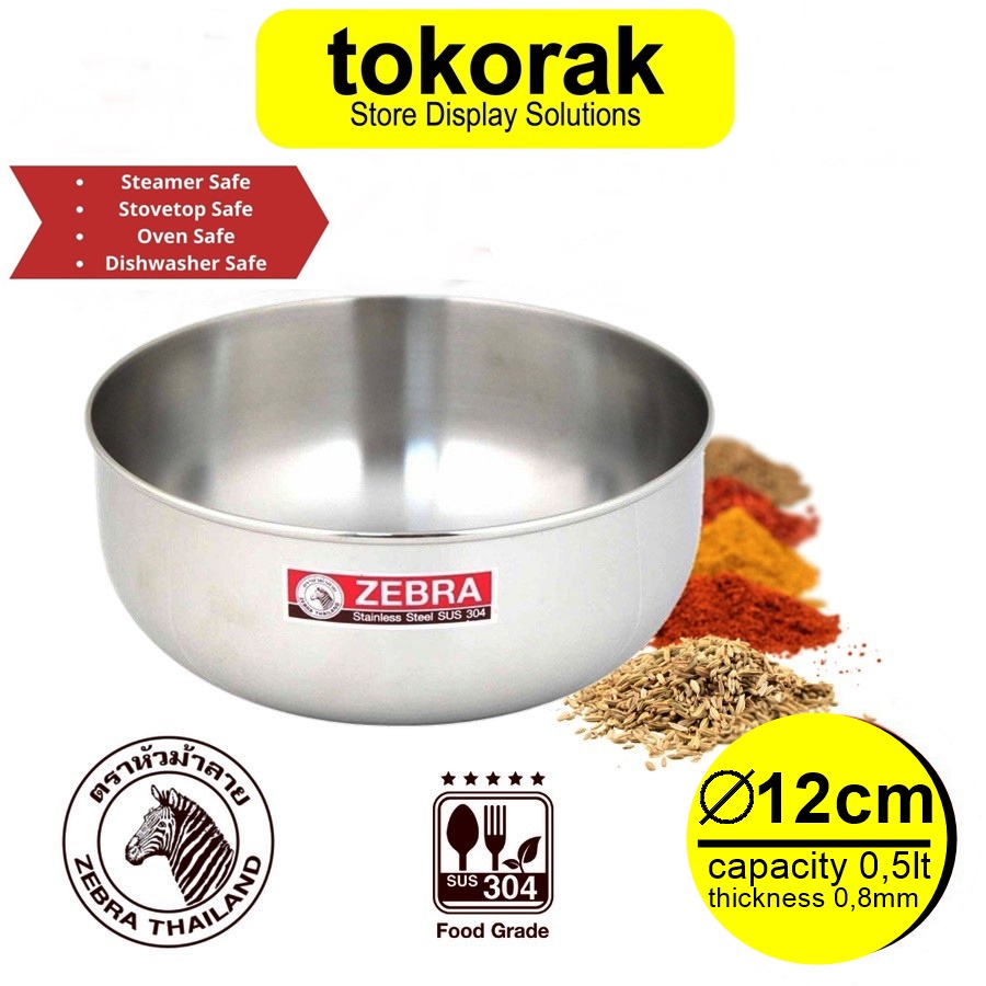 WATER BOWL 12 CM ZEBRA 111012 - MANGKOK STAINLESS - MANGKOK KOBOKAN