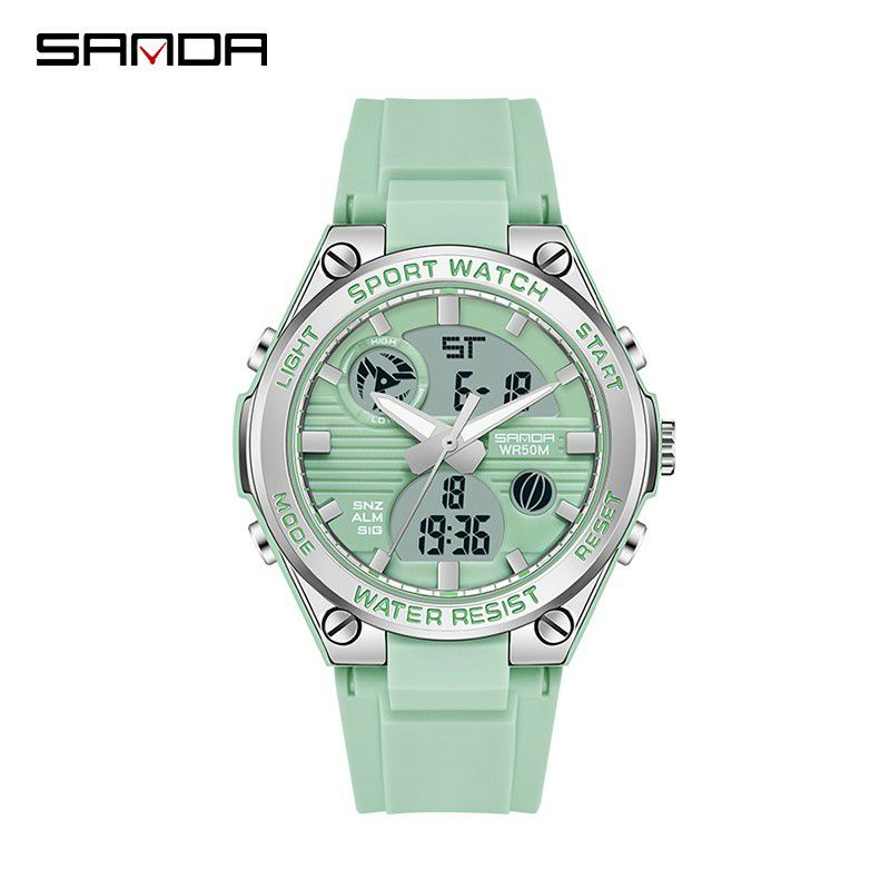 NEW ARRIVAL!! SANDA 6067 Jam Tangan Wanita Digital Analog Dual Time Shockproof Anti Air